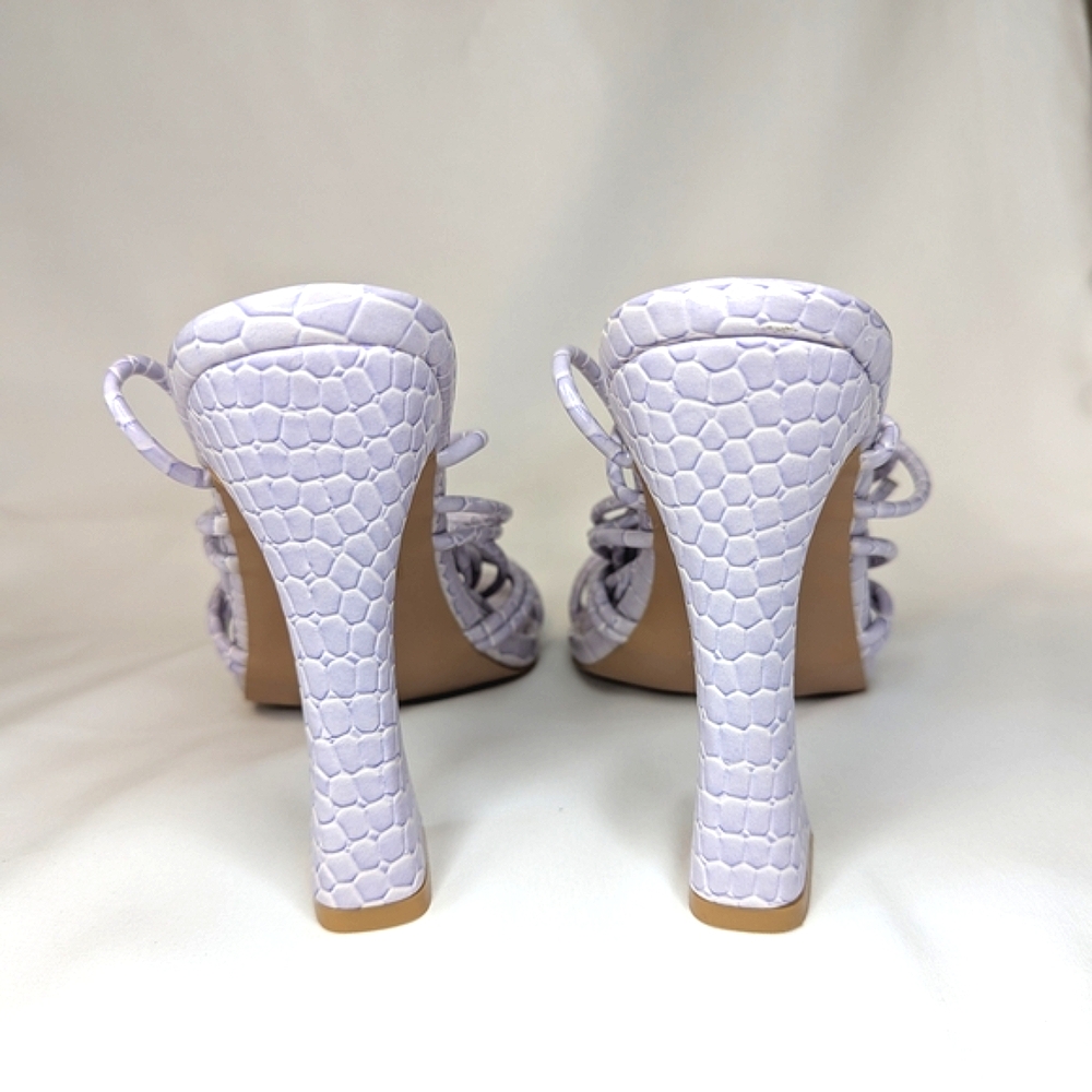 Public Desire Corbyn Tie Up Sandals Lilac Croc - Picture 3 of 5